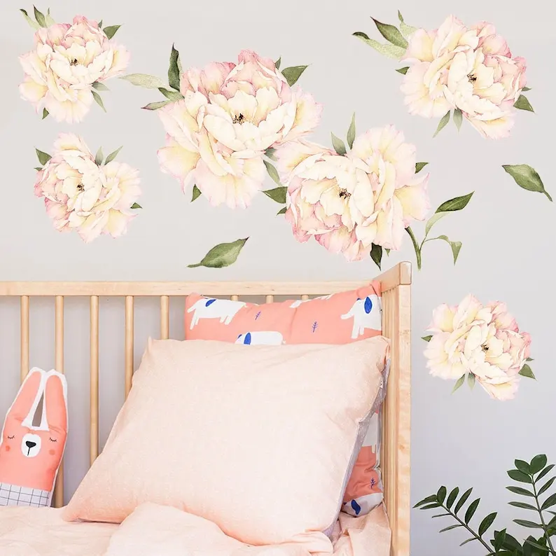 

Peony Wall Decals, Flower wall decal, Floral Wall Decals, Peach Flowers Wall Decals, Watercolor Peony Flowers Decal Peel & Stick