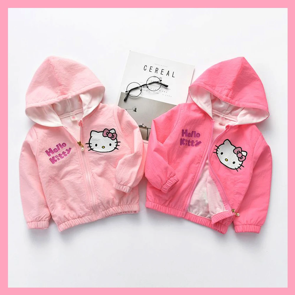 

Sanrio Girls' Jacket Hello Kitty Anime Kawaii Spring Autumn New Products Outing Jacket Kids Zipper Cardigan Jacket Toddle Coat