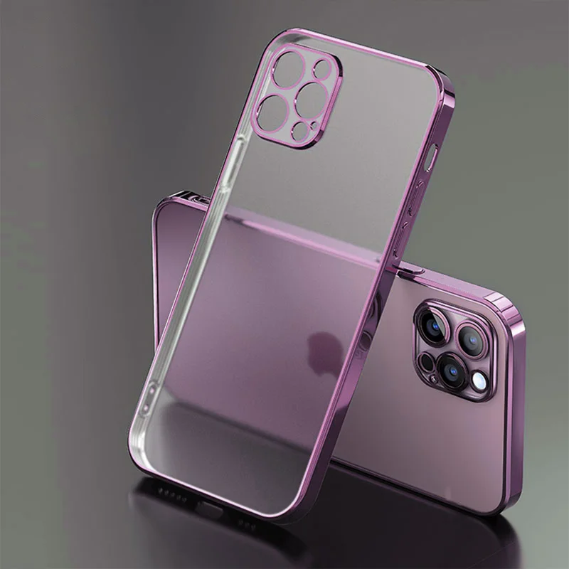 

Роскошный прозрачный матовый чехол с квадратной рамкой для телефона iPhone 12 11 Pro Max Mini X XR XS 7 8 Plus SE2, мягкий силиконовый чехол