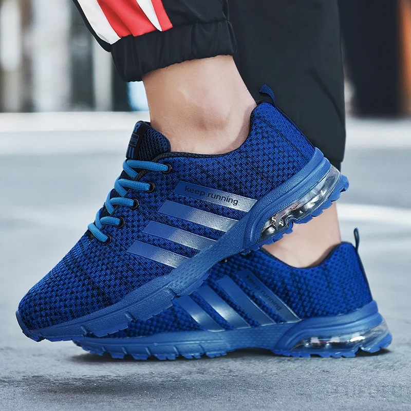

Running Shoes Breathable Men's Sneakers Fitness Shoes Air Cushion Outdoor Brand Sports Shoes Platform Flying Woven Lace-Up Shoes