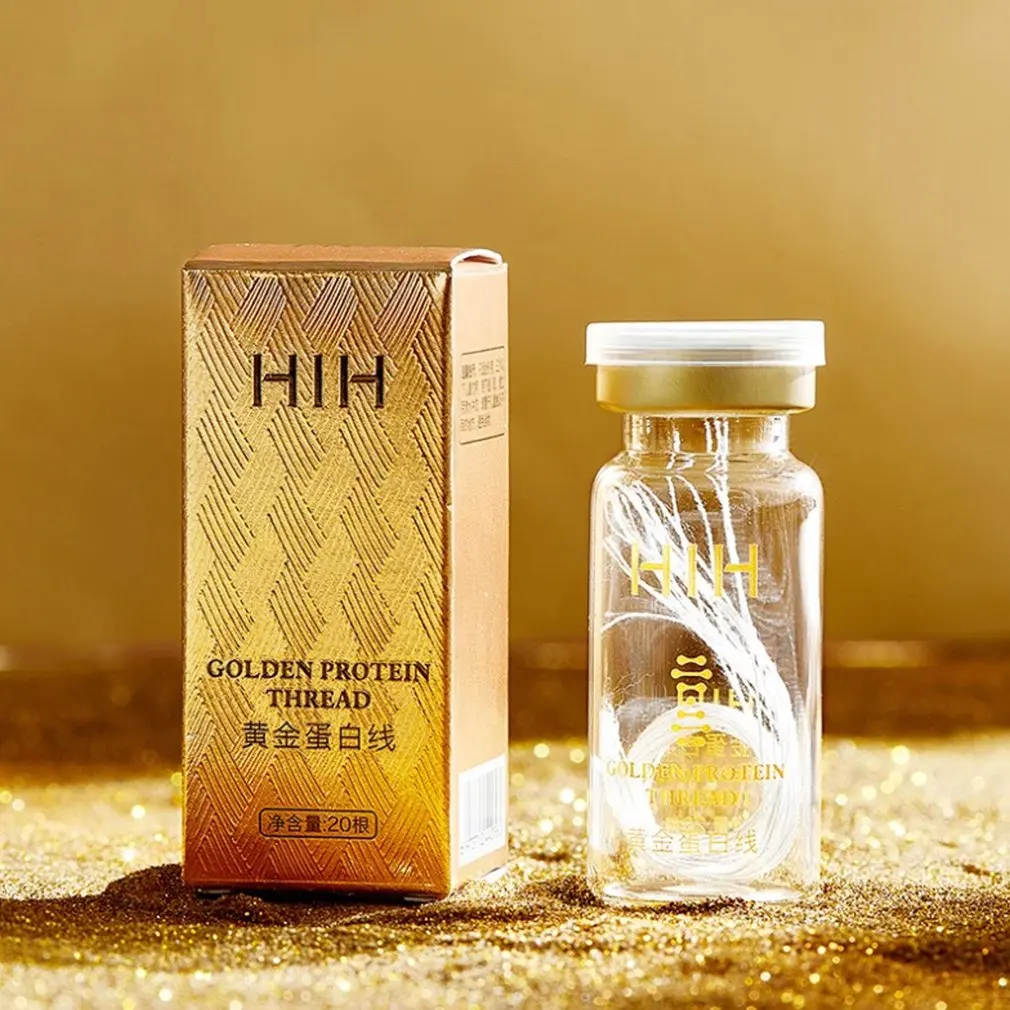 20Pcs/Bottle Gold Protein Thread Reduce Wrinkles Nano Gold Essence Combination Gold Protein Lines Golden Protein Line