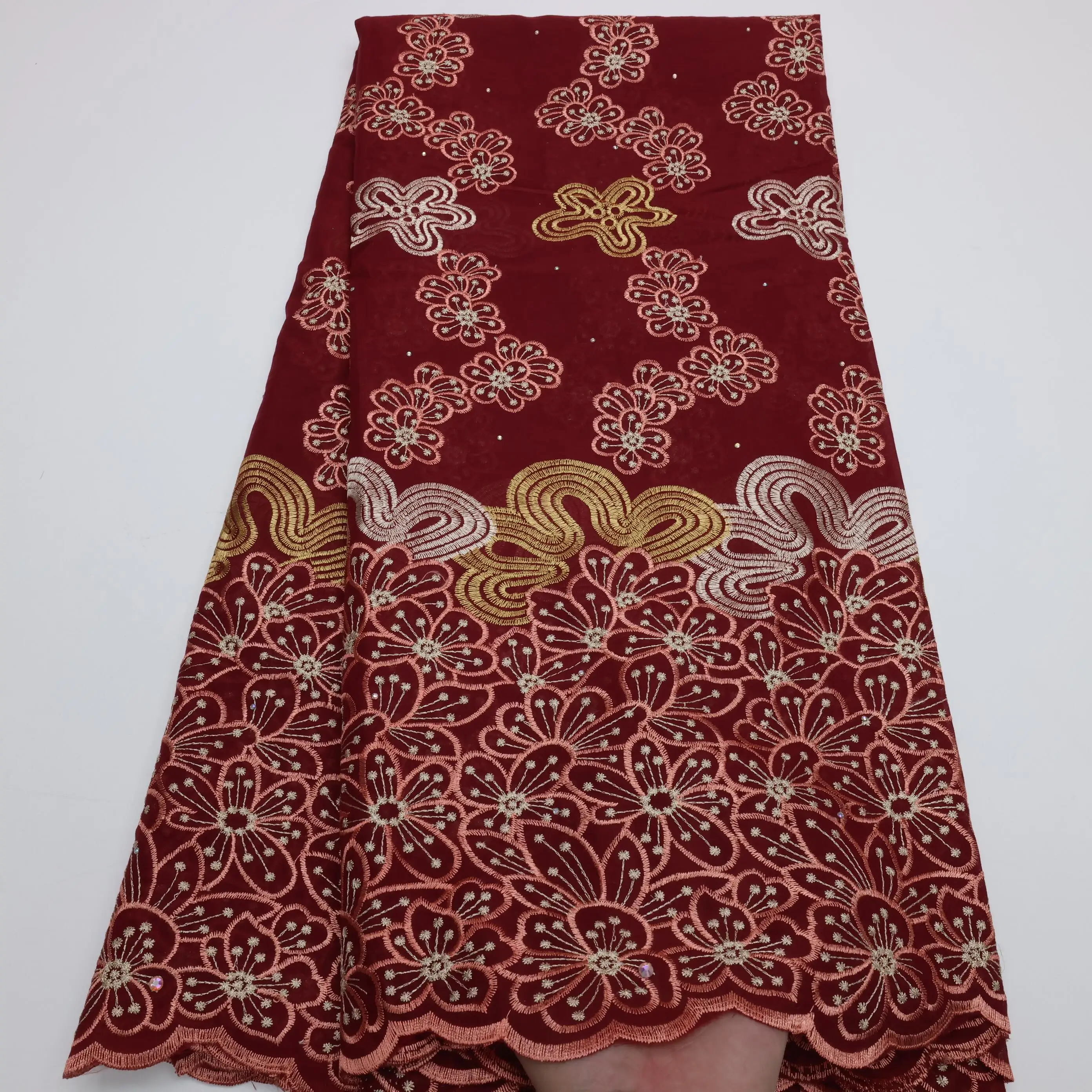 NI.AI 2022 Высокое качество африканская швейцарская вуаль кружевная ткань с камнями