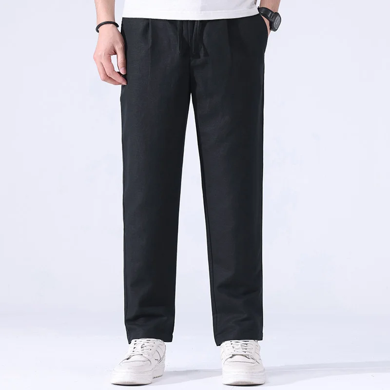 

Straight Slim Fit Summer Thin Men's Trousers Breathable Casual Loose Cotton Linen Fabric Pants