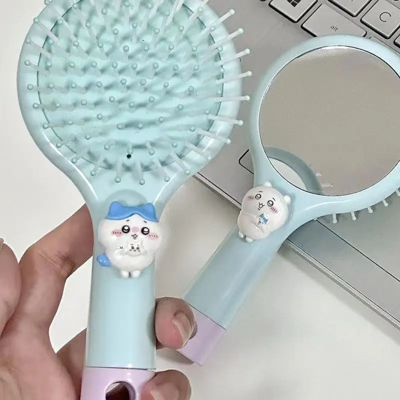 Симпатичная ручная зеркальная расческа Chiikawa два в одном для девушек портативная