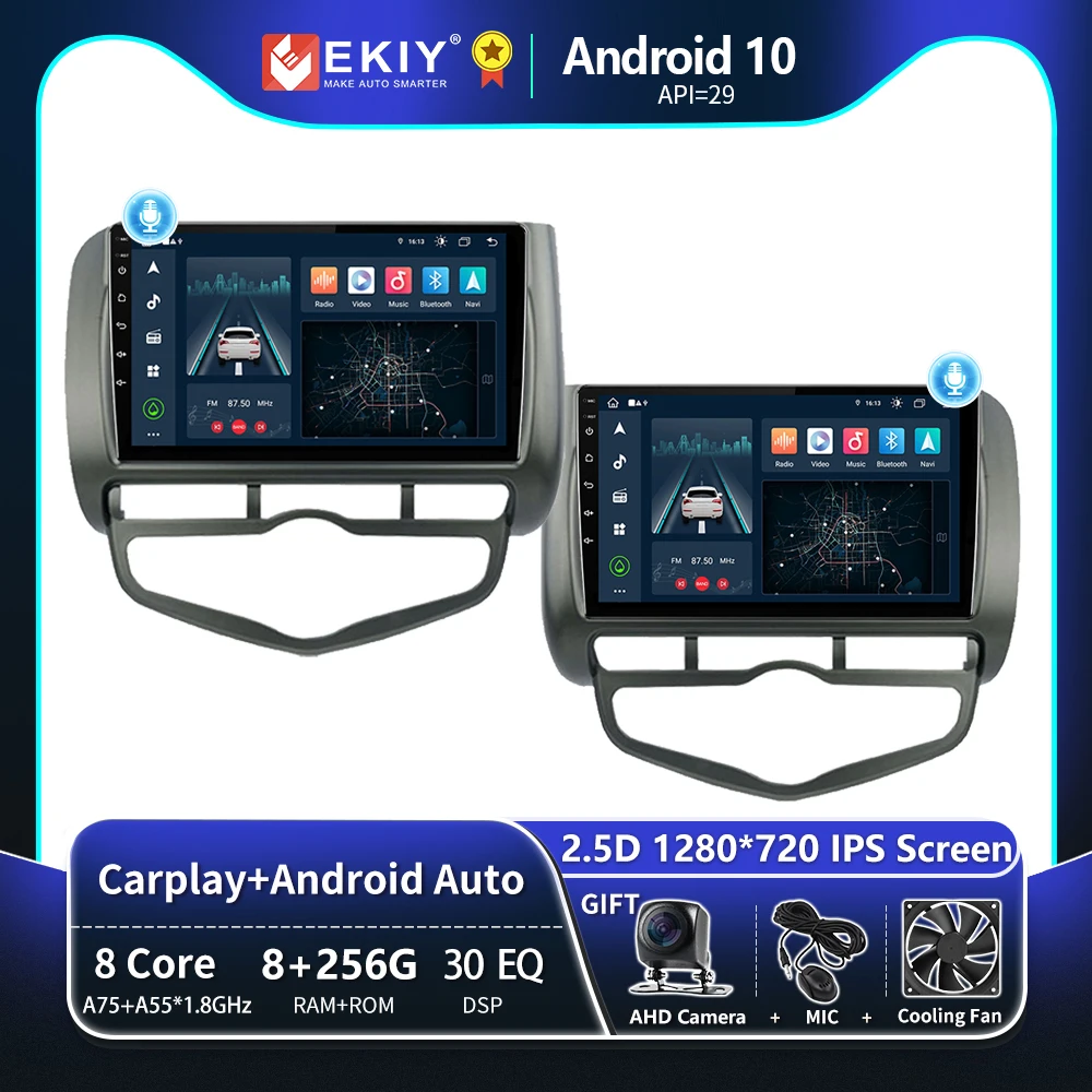 EKIY T8 8G 256G для HONDA JAZZ City 2002 2003 2004 2005 2006 2007 Автомобильный радиоприемник GPS Auto Android Carplay