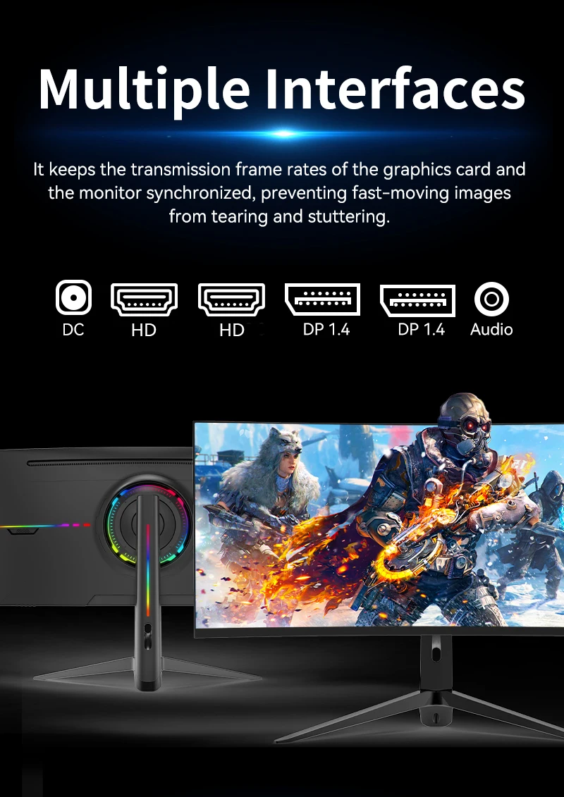 Изогнутые мониторы 24, 32, 34 дюйма, IPS LCD, 144 Гц, 165 Гц, 4K, 1080P, 3440*1440P, ультраширокий игровой монитор для рабочего стола (art.: 3920d962cc599) - 3920d962cc599