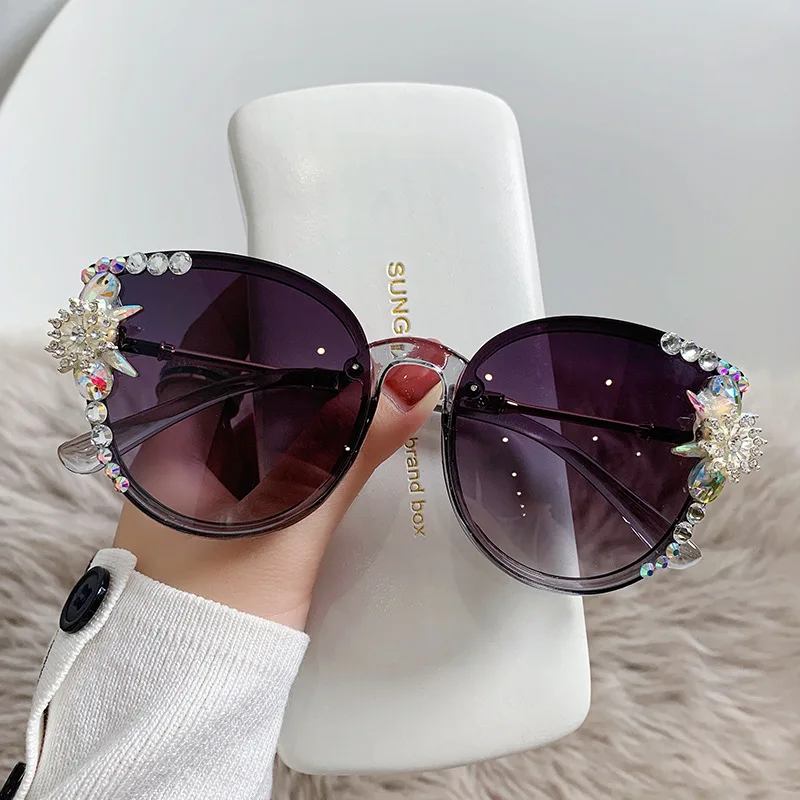 

Fashion Cat Eye Round Sunglasses for Women Luxury Designer Vintage Sun Glasses Pink Shades Female Gafas De Sol Mujer