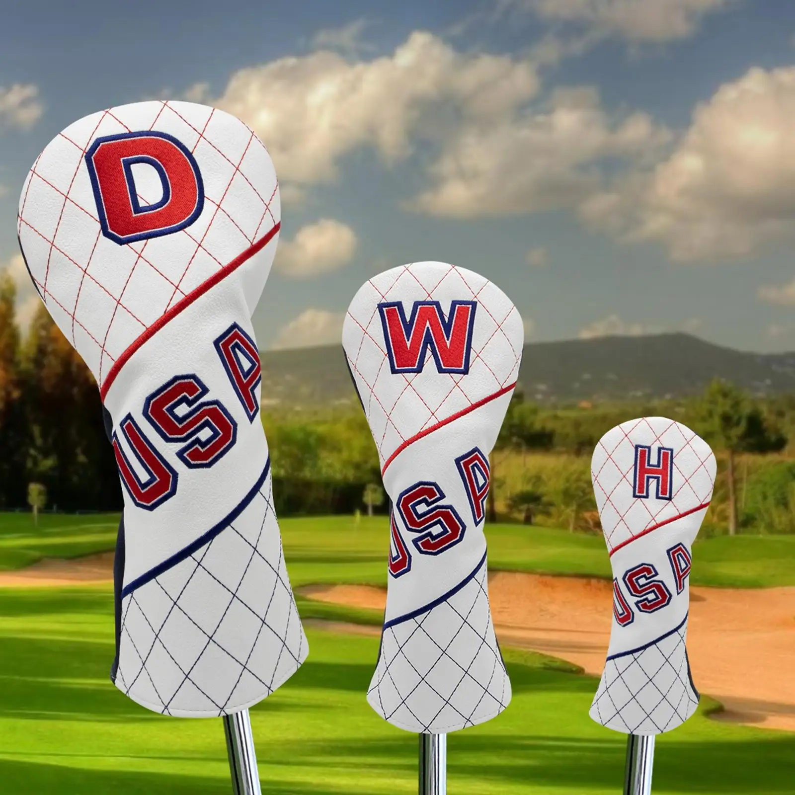 

3Pcs PU Golf Wood Head Cover 1 3 5 UT Fairway Club Headcover Waterproof Guard Sleeve with Number Tag Protector Golfer Supplies