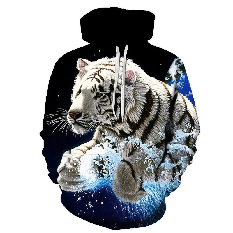 

Творческая Толстовка Мальчики 3D Тигр мужчина Толстовка с принтом животное космическое звездное небо Тигр мужская одежда детская