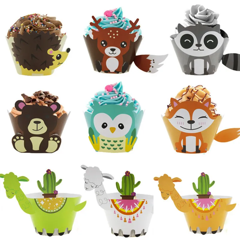 

12pc Dinosaur Cupcake Wrappers Toppers Jungle Safari Party Birthday Party Decor Kids Animal Cake Decorating Supplies Cake Topper