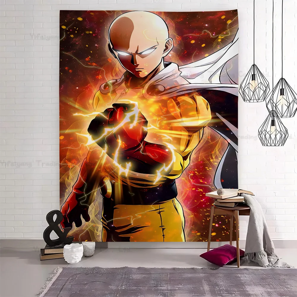 Большой настенный гобелен с принтом One Punch Man Сайтама дешевый в стиле хиппи