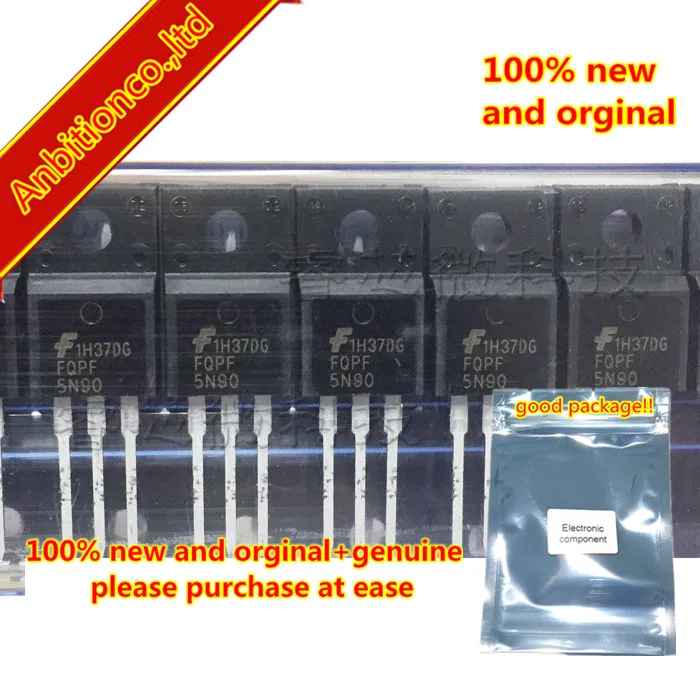 

10 шт. 100% Новый оригинальный FQPF5N90C 5N90 5A 900V TO220F Фотоэлементы