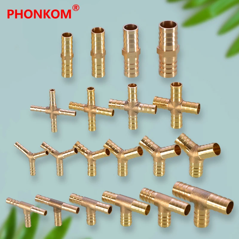 Латунный фитинг-адаптер PHONKOM 2 3 4 Way прямой/L/Tee/Y/Cross 6 мм-19 мм медная труба для шланга