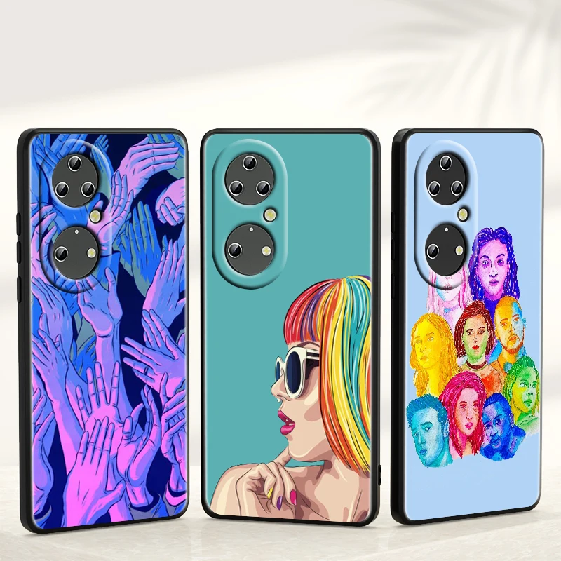 

Series Euphoria American TV For Huawei P50 P40 P30 P20 Pro Plus 5G 2019 E P10 P9 Lite mini 2017 Soft Black Phone Coque Fundas