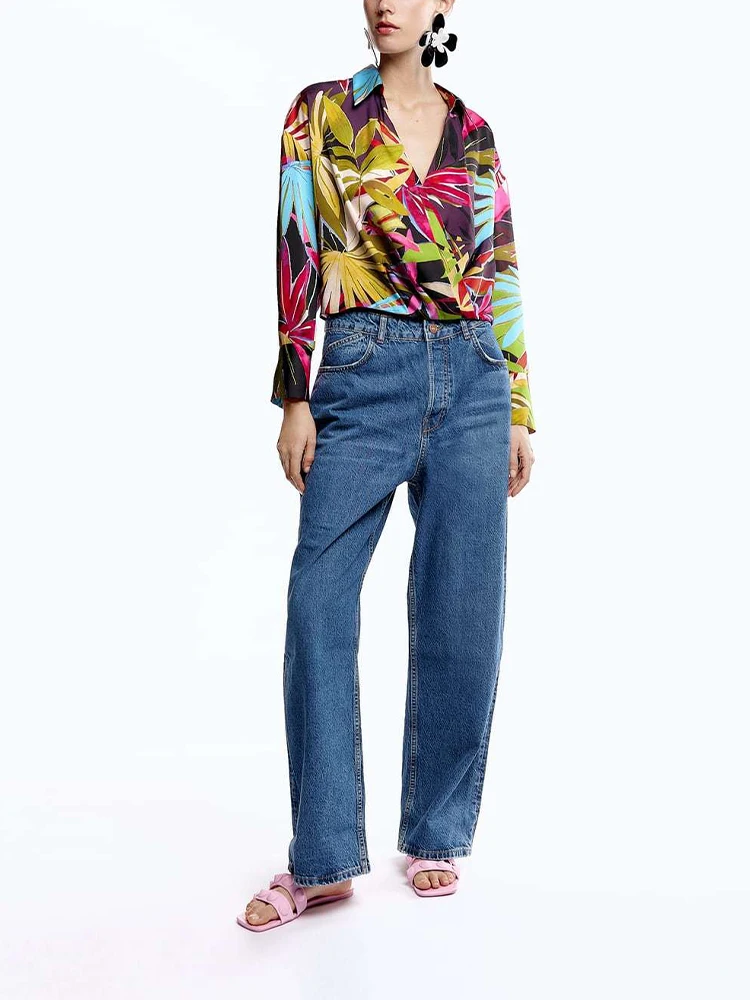 

Новинка весна-осень 2022 Повседневный модный короткий чехол в тропическом стиле с длинными рукавами и принтом листьев