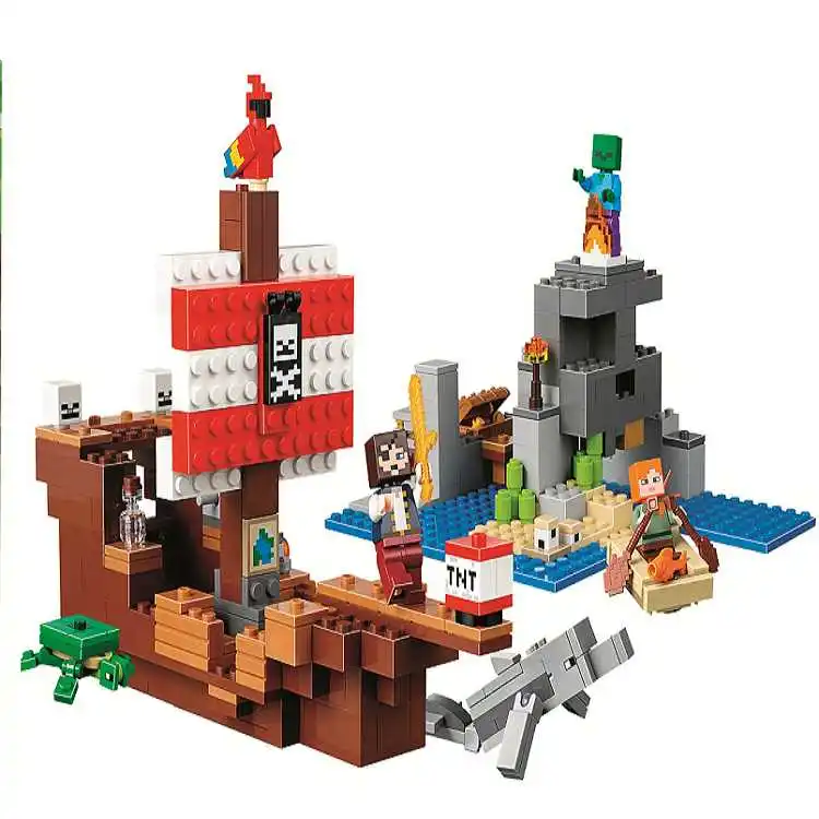 

404pcs Compatible 21152 myworld pirate ship crazy adventure building blocks Toys