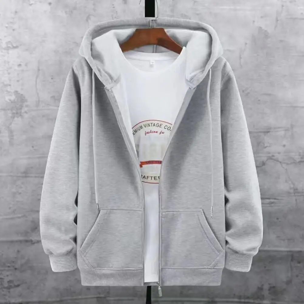 

Winter Jacket Chic Thick Cardigan Pure Color Drawstring Winter Jacket for Daily Wear Autumn Coat Men Coat