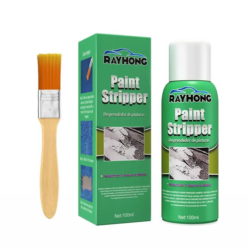 

100ml Strong Paint Remover For Metal Fast Effective Paint Stripper Liquid With Brush For Automobile Motorcycle Rust Removal
