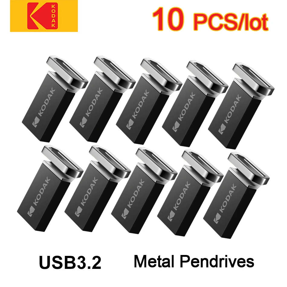 10pcs/lot KODAK USB3.2 Pendrive 32GB 64GB 128G MINI High Speed 140Mb/s Metal USB Flash Drive Memory Stick for Car Laptop