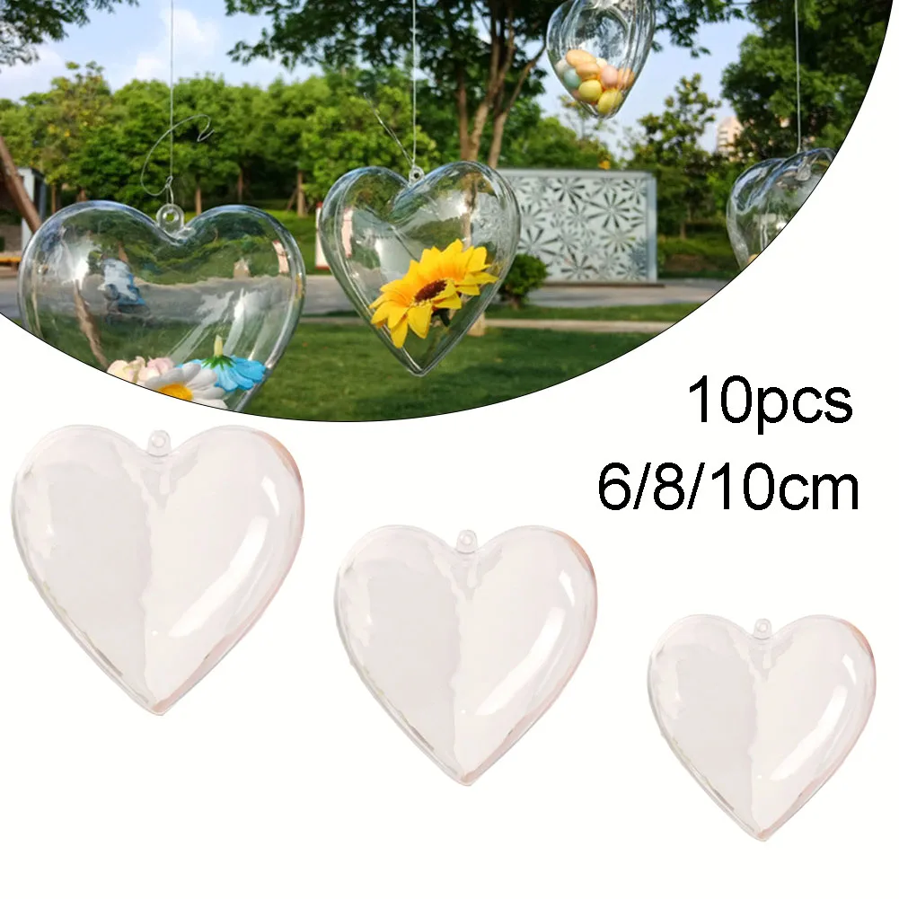 

10pcs Clear Plastic Heart Ball Christmas Ball Transparent Tree Pendant DIY Decor For Shop Decor Wedding Favors Ball Craft