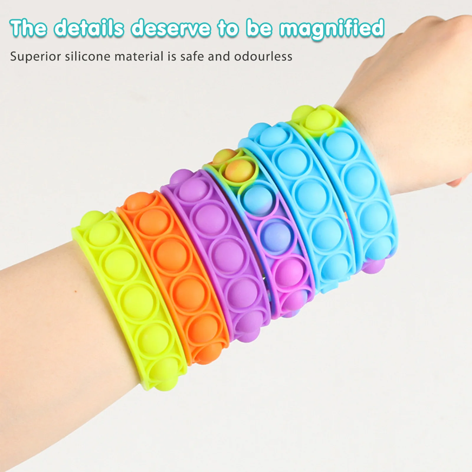 

15/20pcs Silicone Fingertip Toys Bracelet Sensory Toys Bubble Bracelet Decompression Wristband Anxiety for Children and Adults