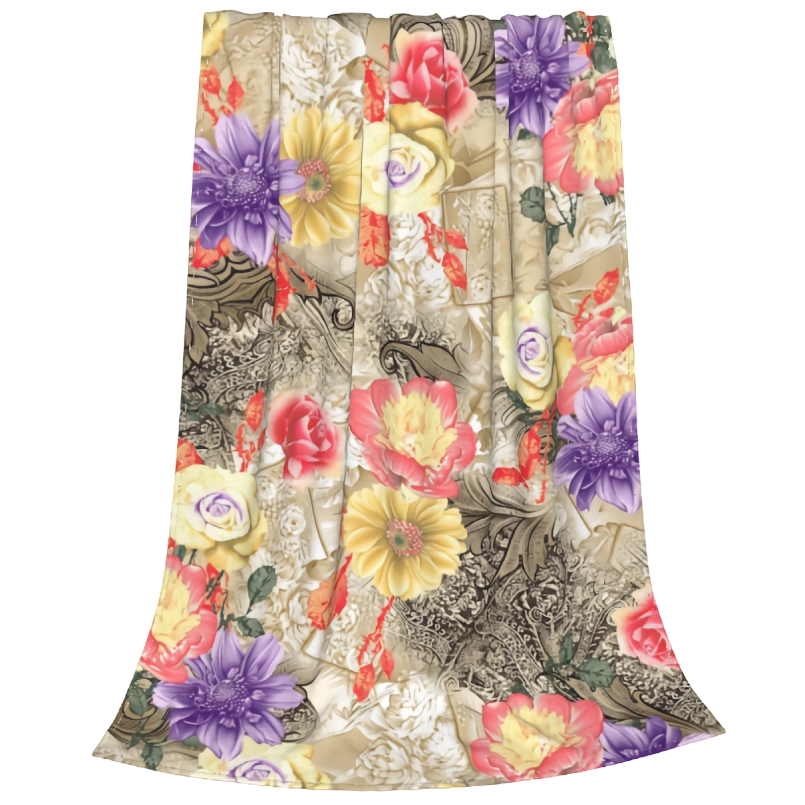 

Флисовое одеяло в стиле ретро, супермягкое удобное покрывало в Европейском стиле, размер 50 х40, с цветами