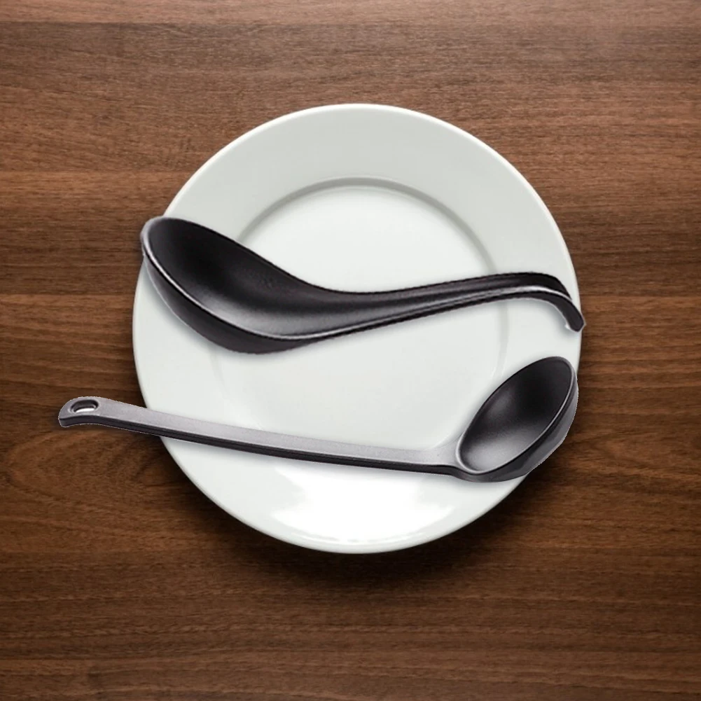 Black Matte Ladle Spoon Soup Spoon Plastic Japanese Style Melamine Tableware Anti-Fall Tortoise Shell Shaped Spoon Kitchen Tools