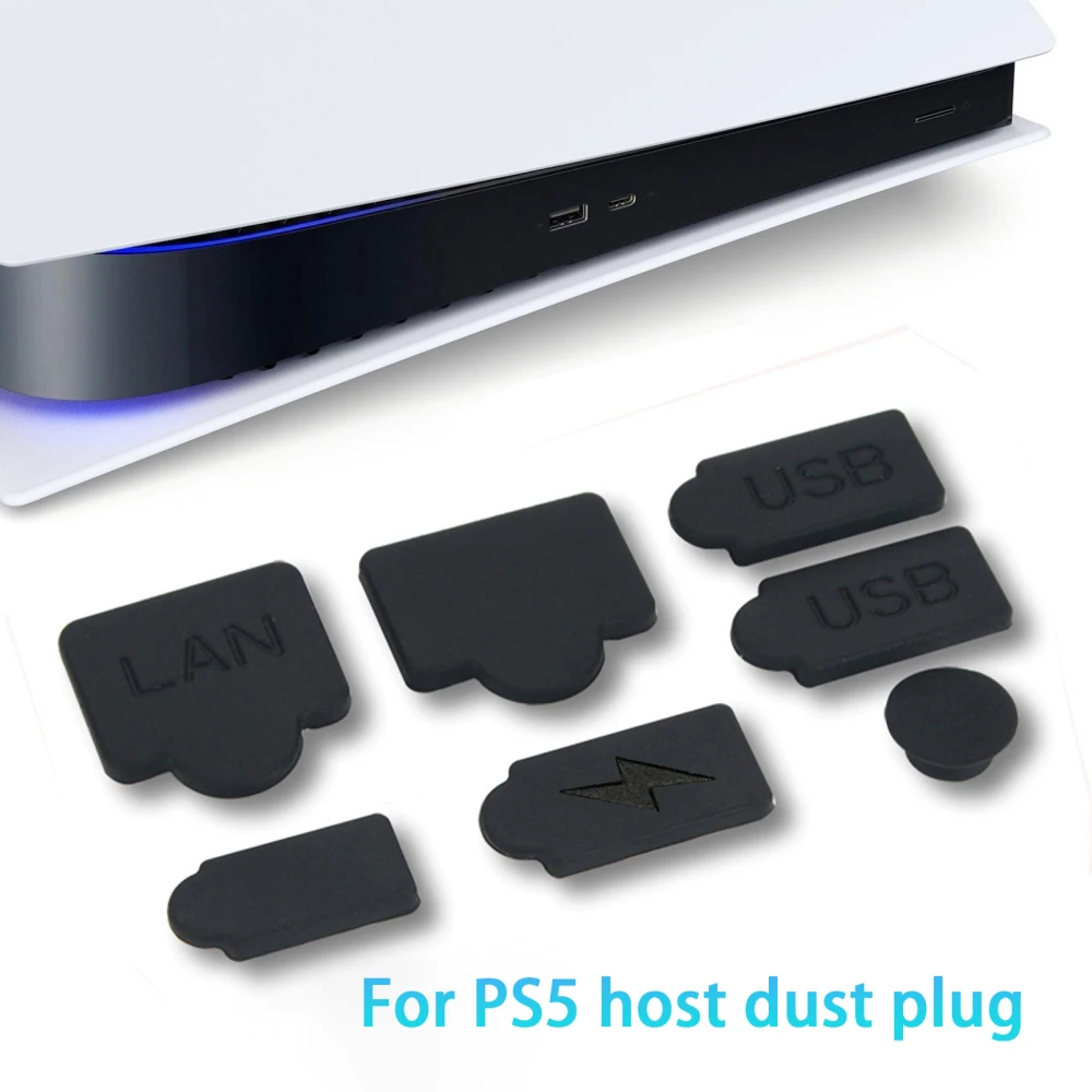 

7PCS Silicone Dust Plugs Set USB Interface Anti-dust Cover Dustproof Plug For PS5 Playstation 5 Game Console Accessories Parts