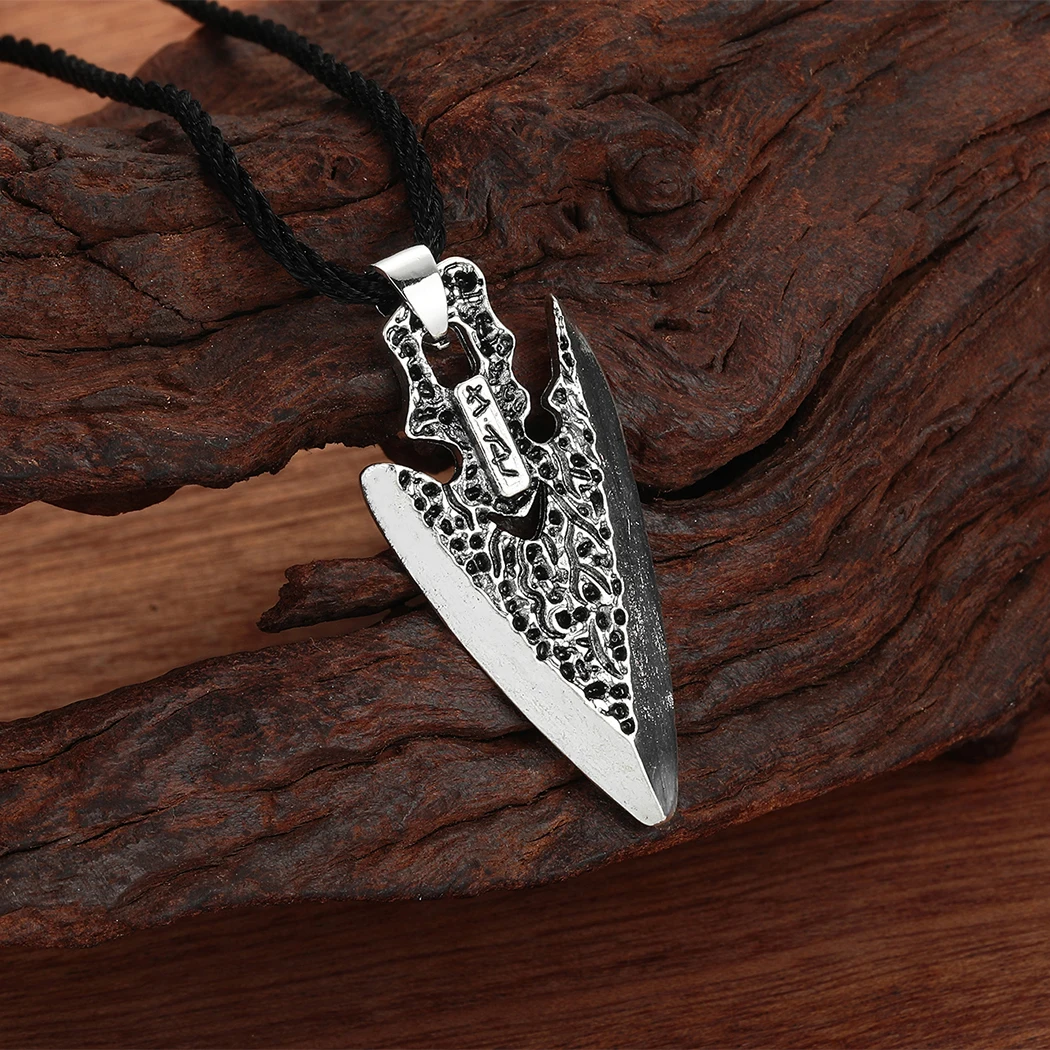 Odin's Spear Gungnir Knife Pendant Arrowhead Symbol Viking Of Norse Wolf Necklace For Men |