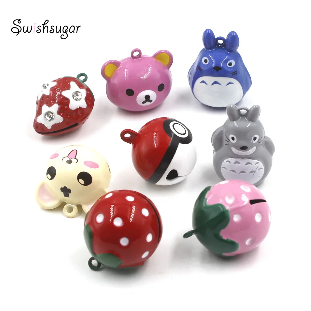 

Big SIze Cartoon Enamel Metal Jingle Bell Charms Pendant Kids Girls Children Bracelet DIY Craft Jewelry Accessories