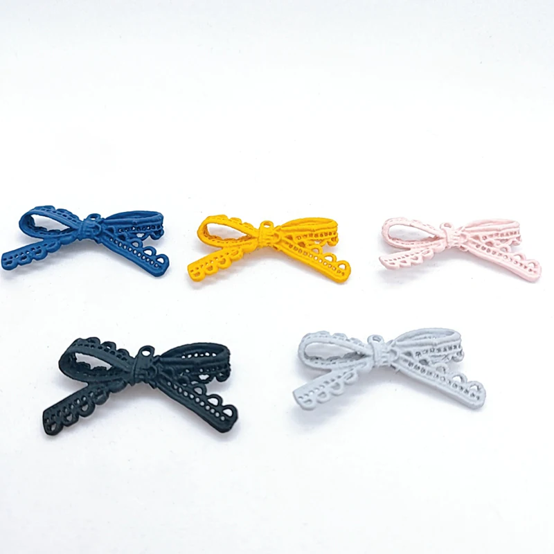 

DIY Handmade Jewelry Accessories Alloy Satin Ribbon Bow Pierced Earrings Earrings Pendant Pendant Material 4pcs