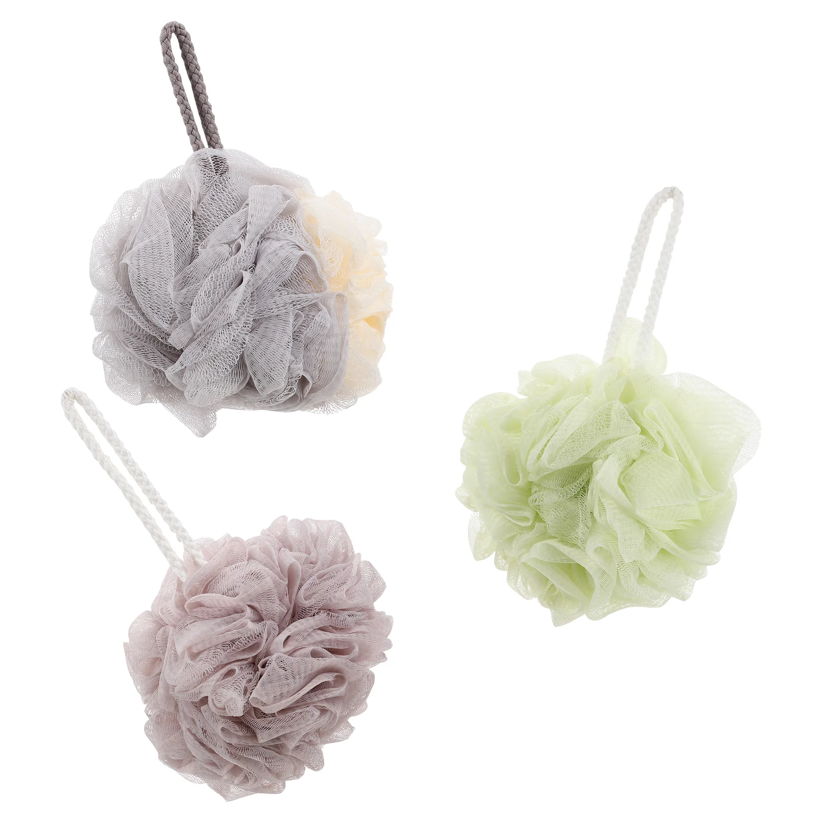 

3Pcs Exfoliating Bath Scrubber Bath Foaming Mesh Balls Skin Scrubber Bathing Accessories (Mixed Color)