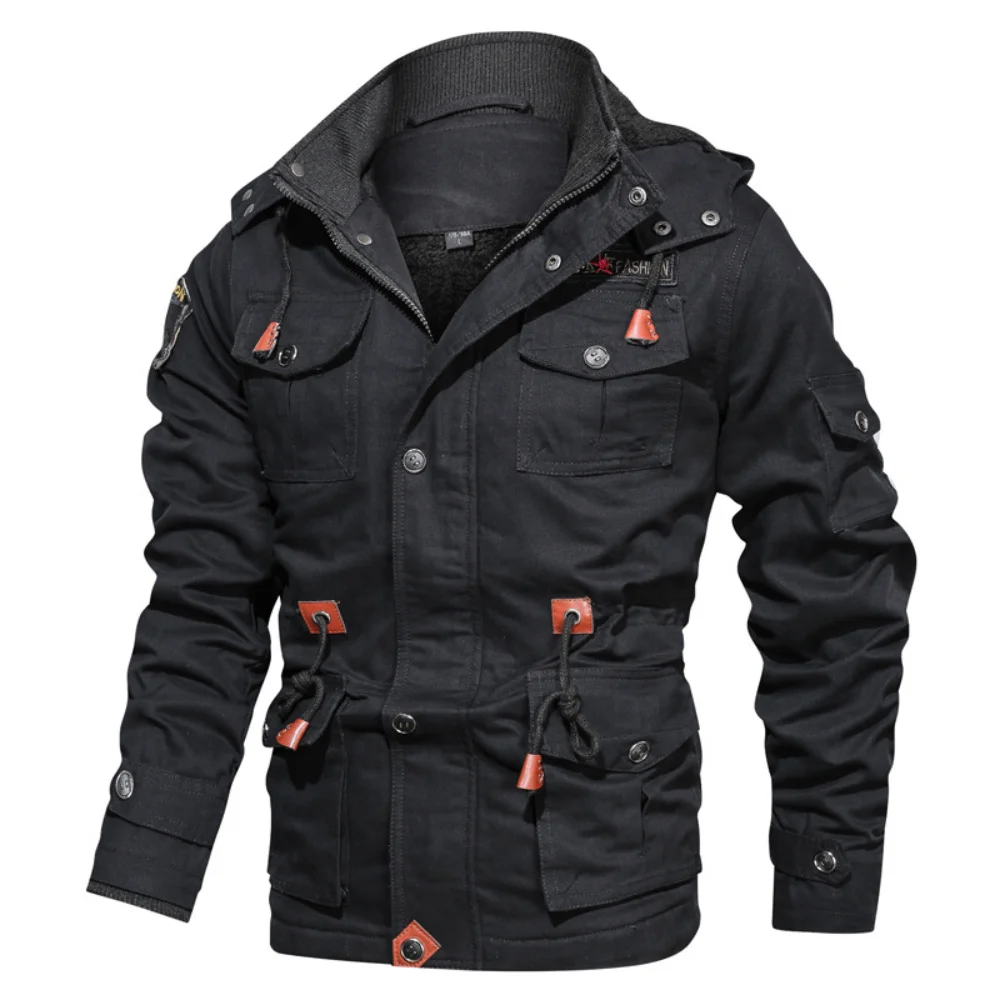 2022 New High Quality Jacket Men's Street Windbreaker Hoodie Coat Men Plus Velvet Thickening Jacket Men's Casual Jacket