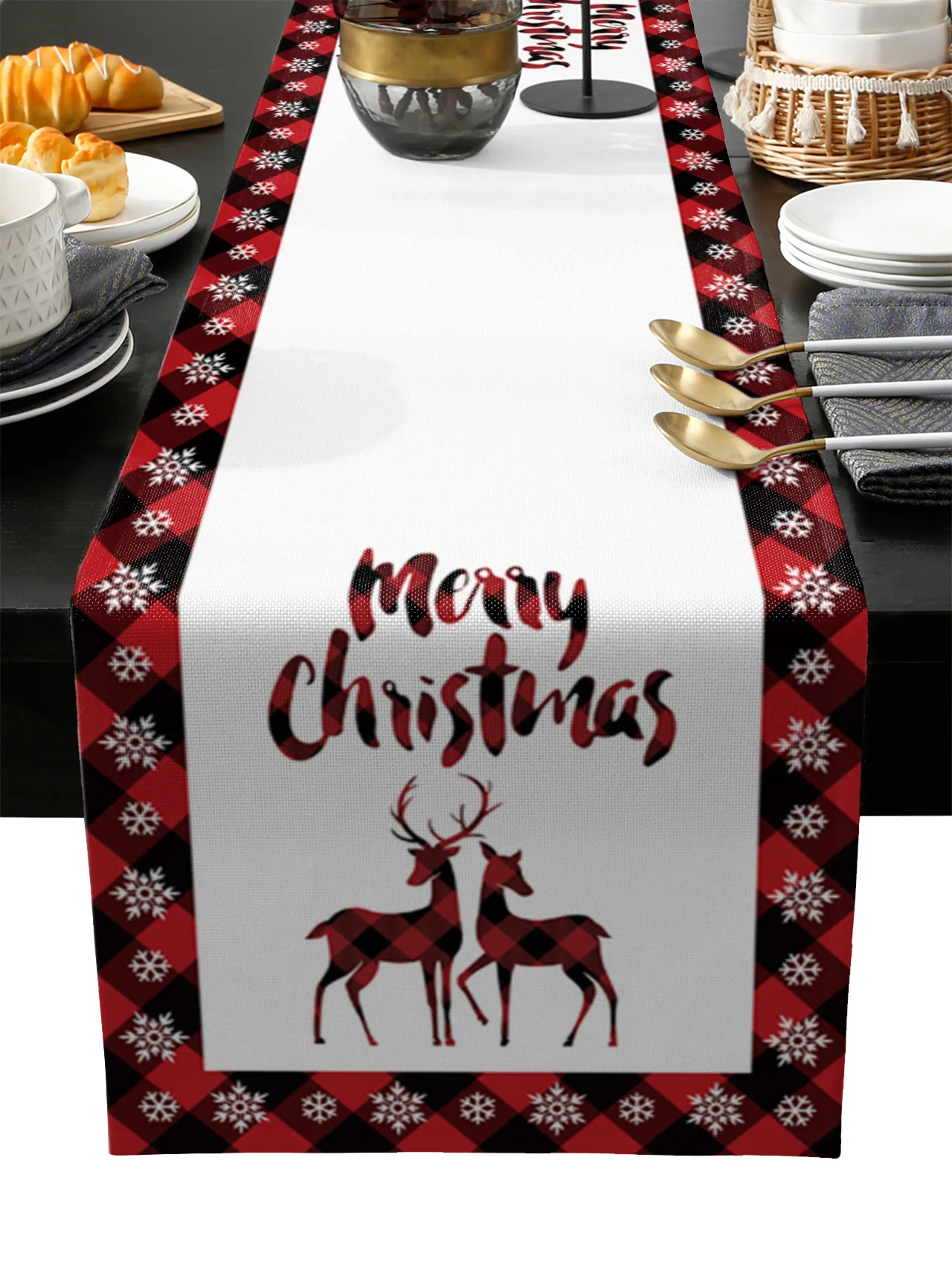 

Christmas Elk Table Runner Wedding Festival Table Decoration Home Decor Kitchen Table Runners Placemats