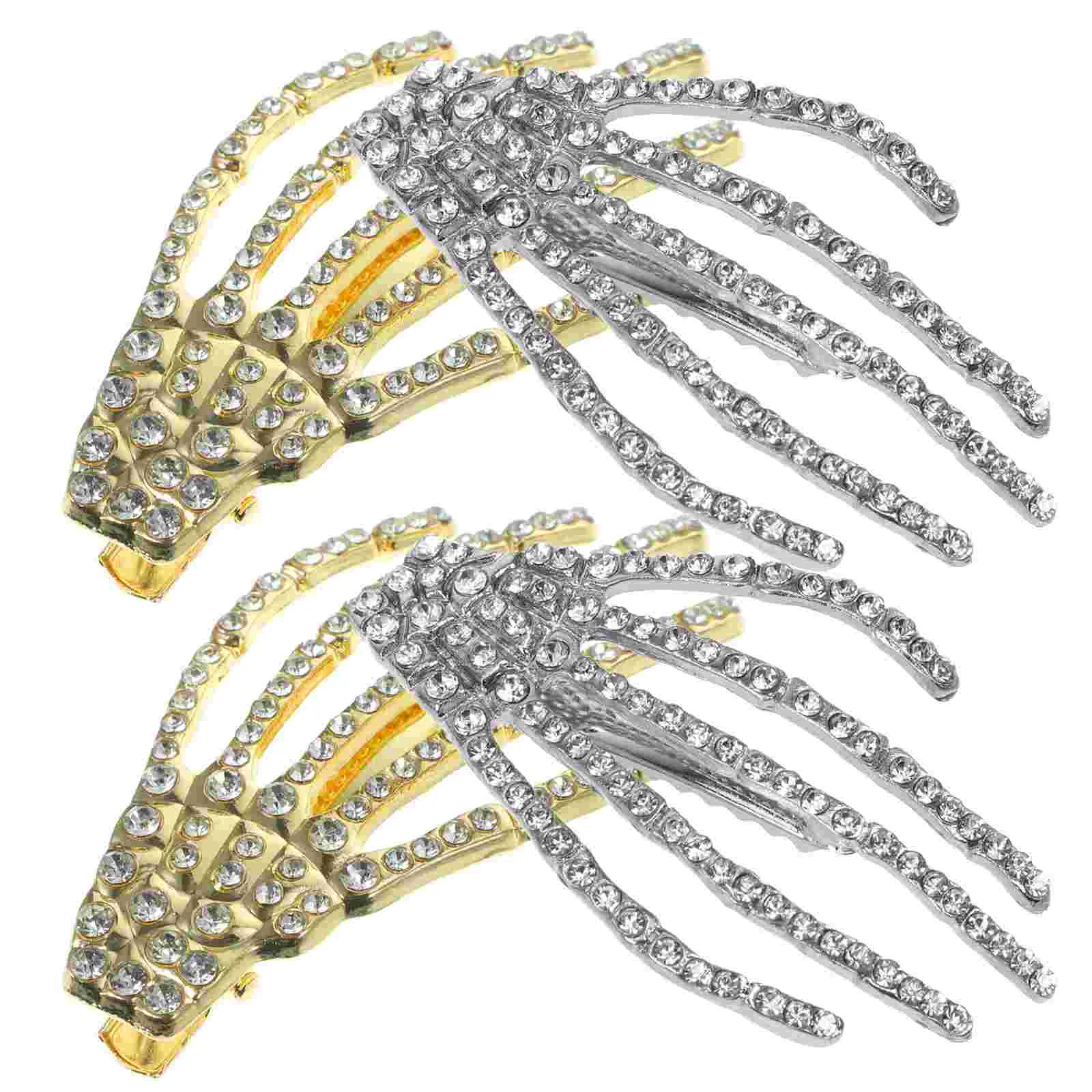

Hair Clip Trinket Rhinestone Hairpin Halloween Hand Shape Barrettes Women