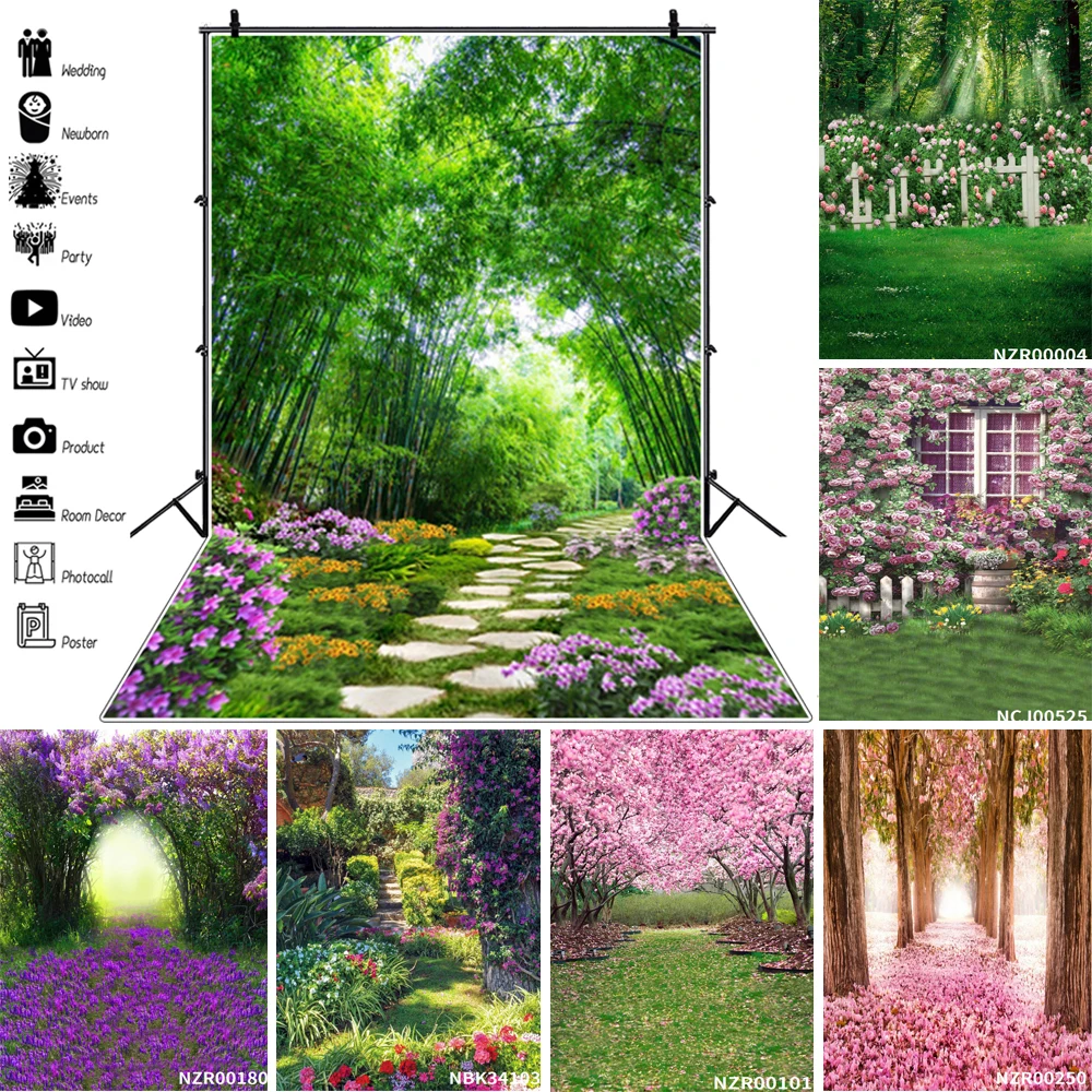 

Laeacco Brick House Flowers Yard Arch Gate Photography Backgrounds Vinyl Custom Camera Photographic Backdrops For Photo Studio