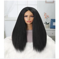 26inch 180%density natural black long silky straight free part glueless lace front wig for women with baby hair natural hairline