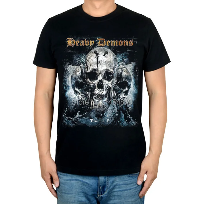 

2 kinds Streetwear Heavy Demons Brand t shirt 100%Cotton Punk fitness Hardrock Metal Black shirts Skull bone skateboard camiseta