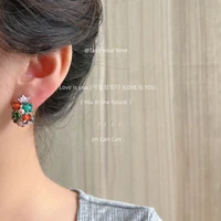 exploding cute flowers earrings for woman 925 silver needles dazzling colorful flower hoop earrings sweet ins delicate ear loop