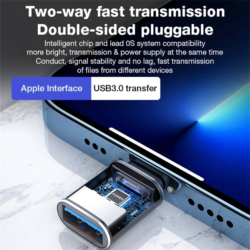 USB3.0 OTG Adapter For IPhone 14 13  IPad U Disk Lighting Male To USB 3.0 Adapter For IOS 13 Above Mobile Phone Adapter