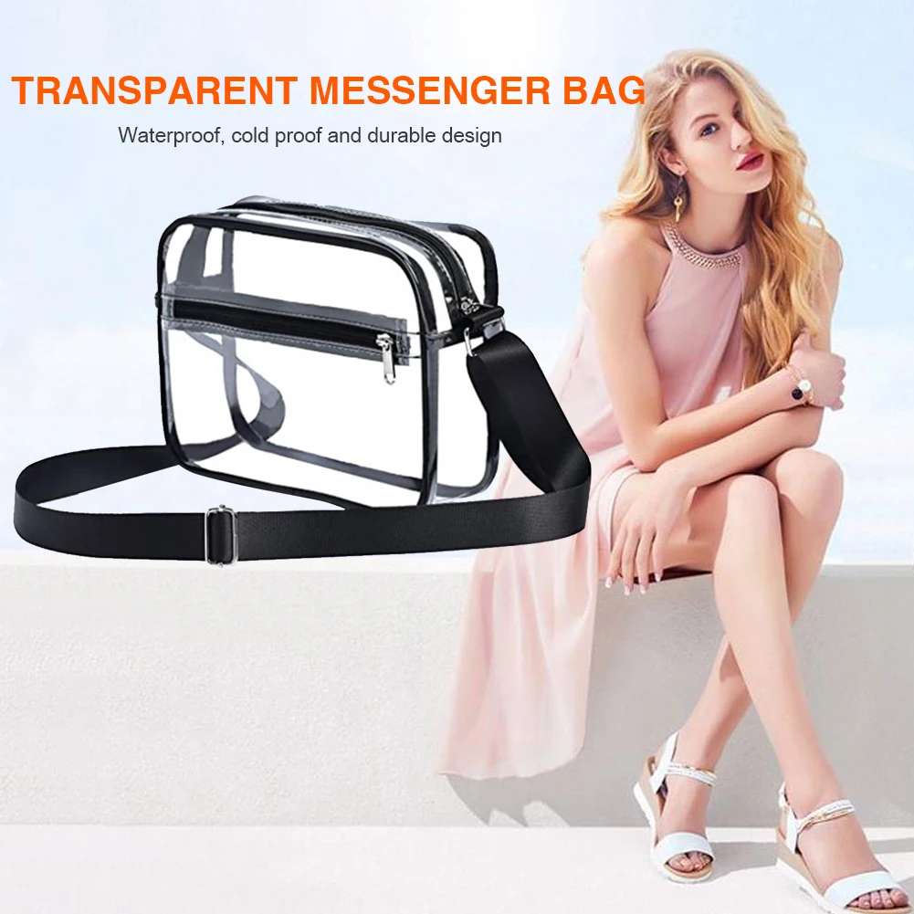 

Fashion Women Men Shoulder Bag Transparent Travel Shopping Messenger Bag Casual Travel Beach Small Handbags