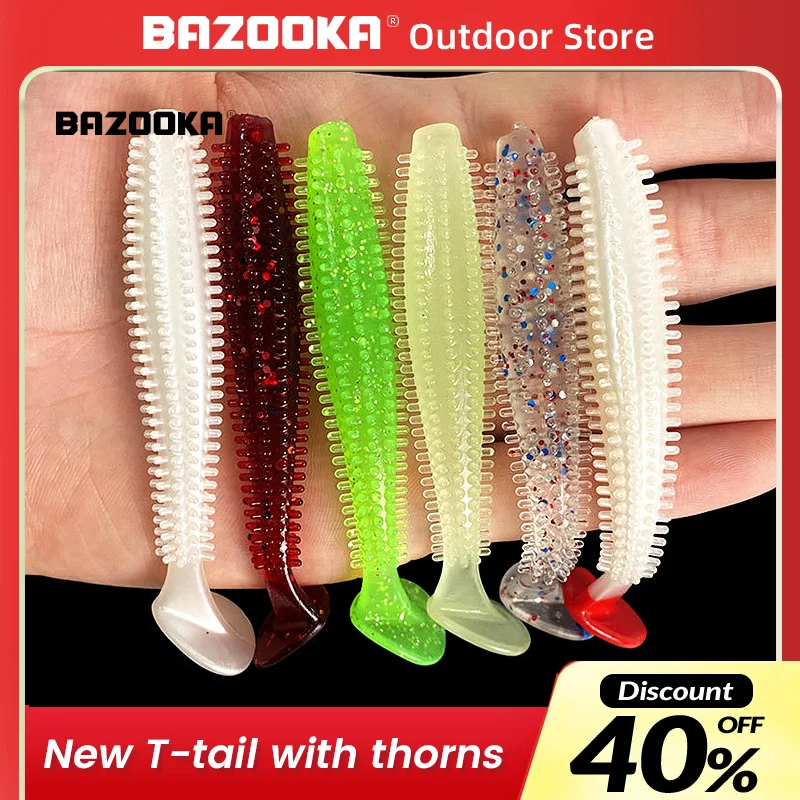 

5PCS Bazooka 90mm T-tail Soft Baits Fishing Lures Easy Shiner Worm Shad Carp Swimbait Pike Silicone Trout Bass Vibro Plastic