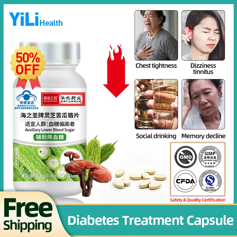 

Diabetes Bitter Melon Tablets Hyperglycemia Diabetic High Blood Sugar Control Ganoderma Lucidum Bitter Melon Extract Supplement