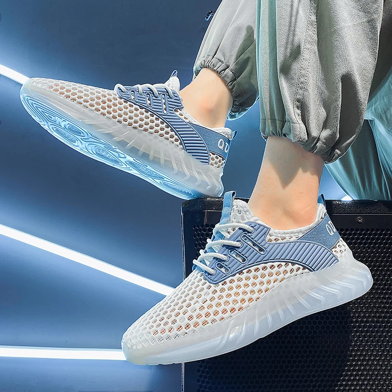 Mesh Running Shoes Men White Sports Shoes Breathable Comfortable Athletic Male Training Footwear