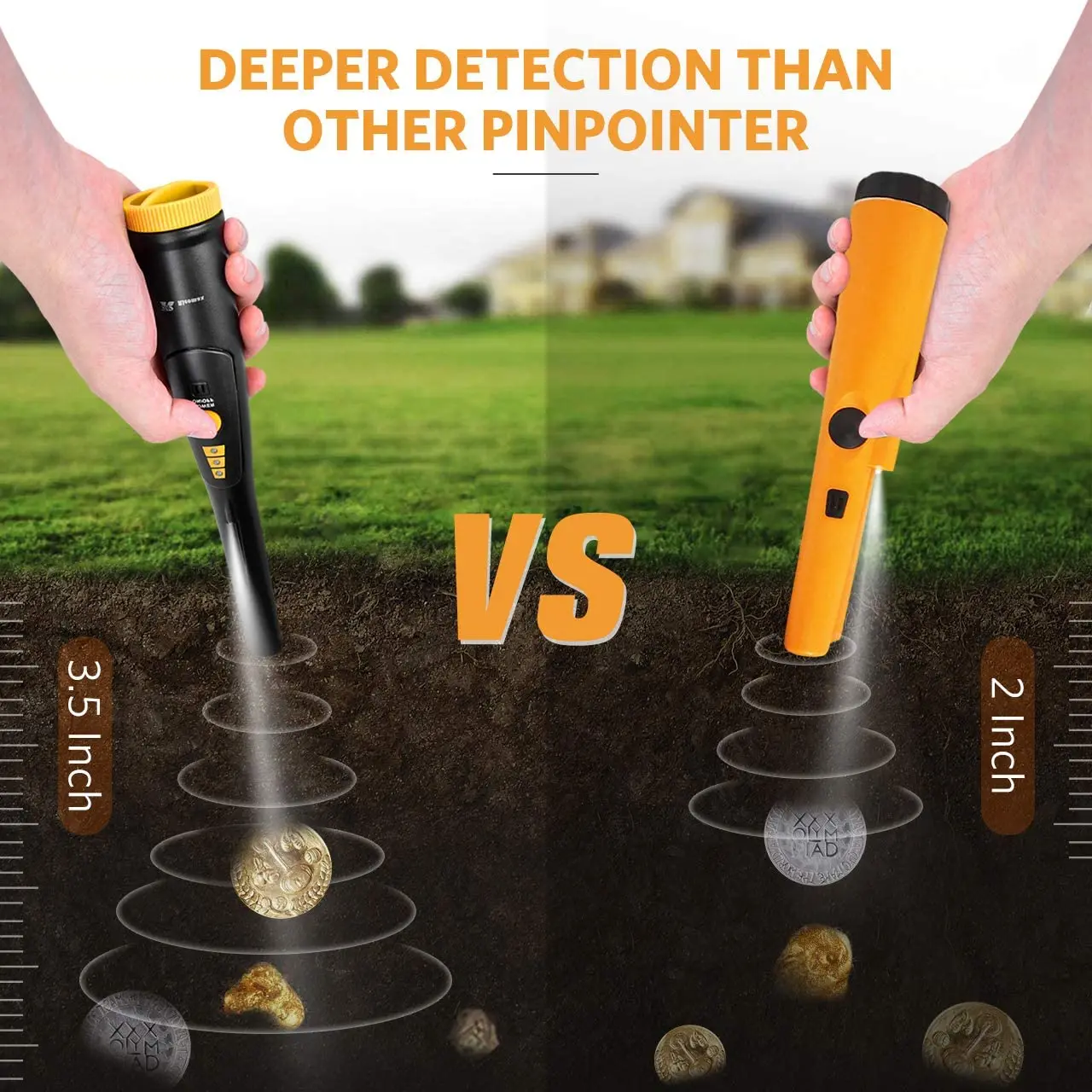 RM RICOMAX Metal Detector Pinpointer Handheld with Belt Holster 3 LED Range Indicators & Buzzer Vibration Sound |