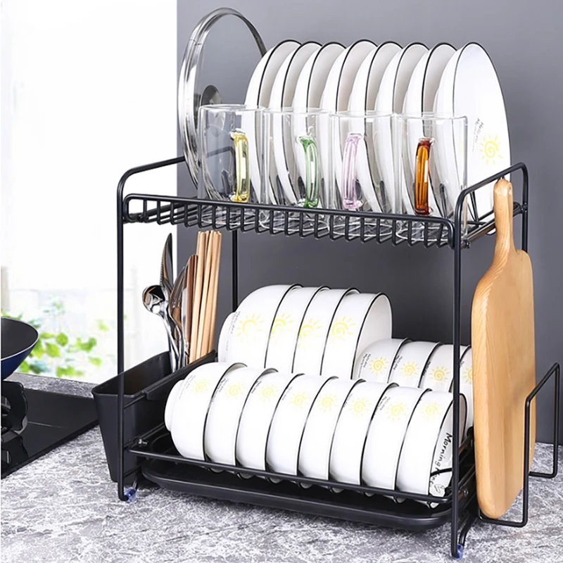 

Double Layer Bowl Dish Washer Drain Rack Dish Drying Rack With Drainboard Drainer Dishes Dry Rack Tool Tray Basket