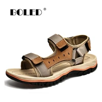 plus size comfort men sandals genuine leather men shoes quality beach slippers casual outdoor beach summer shoes men