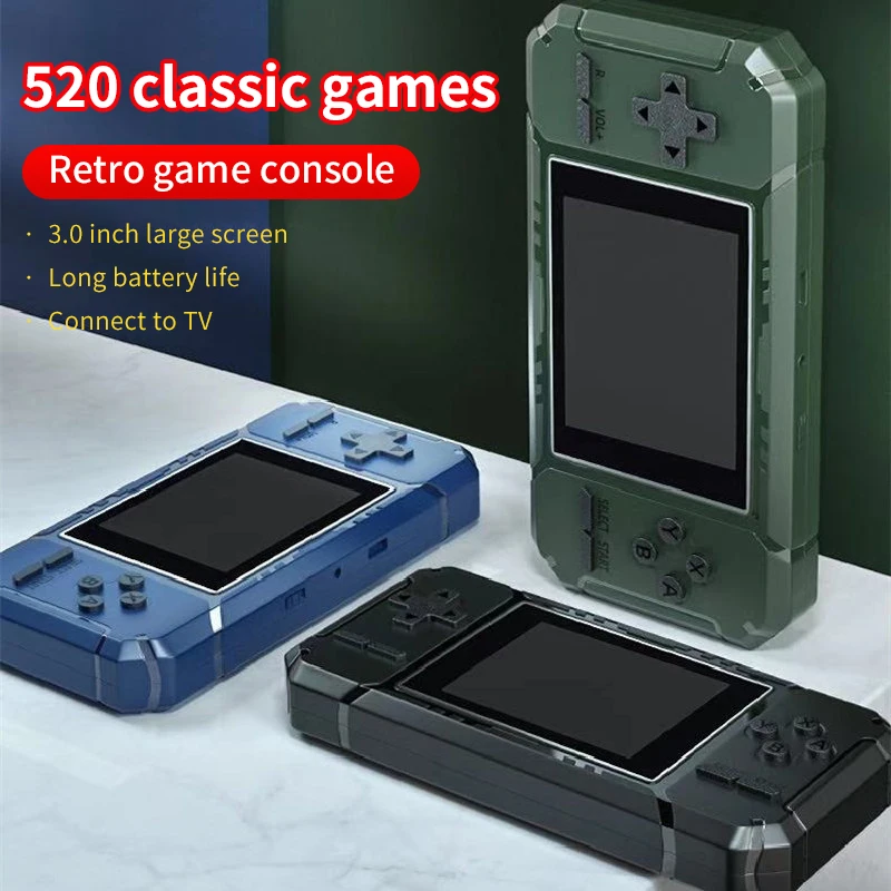 

Handheld Game Console 3.0 Inch Screen with 520 RPG ACT AVG 8bit Games Rechargeable BatteryPortable Children Game Player