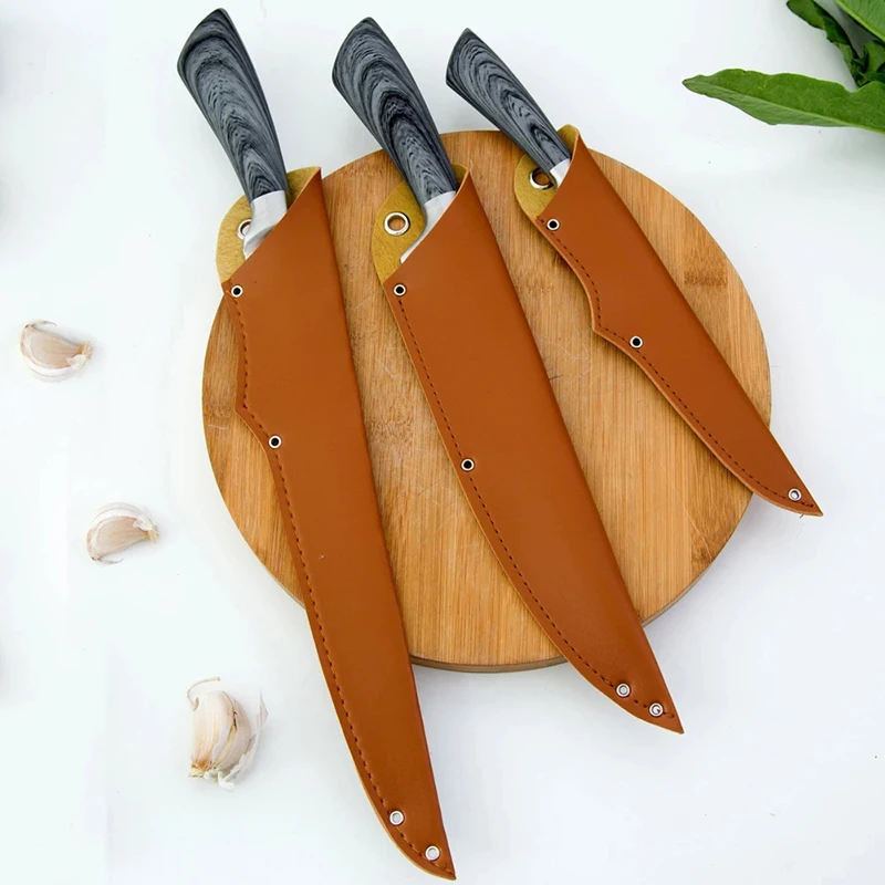 

17/20/24/30cm Leather Edge Guards Protector Knife Cover Portable Brown Chef Cleaver Sheath Holster Kitchen Accessories