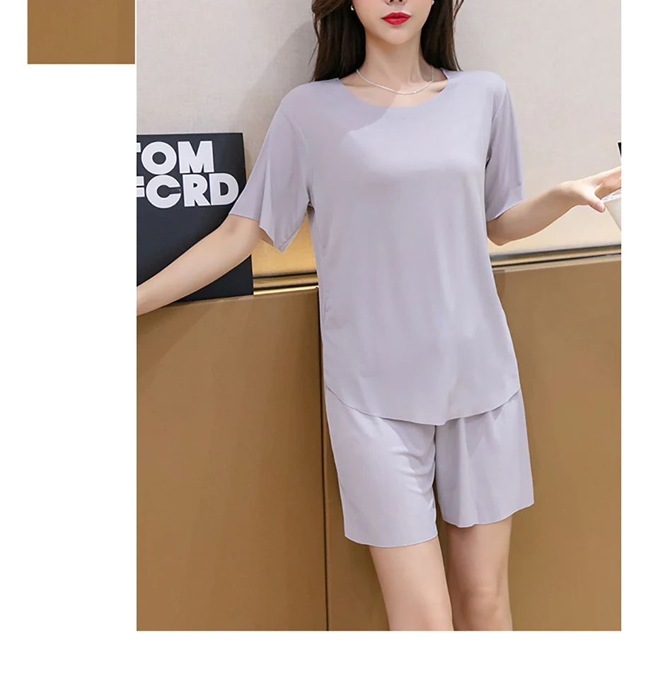 CANLEKALEI Large Size Women's Pajamas Set Sleepwear Home Clothes women's Summer Night Cool Refreshing Breathable 2 Piece Suit